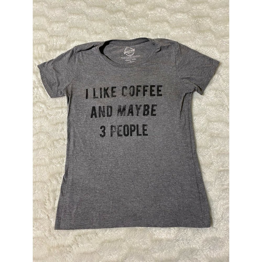 Crazy Dog Womens Large T-Shirt fits like a M Gray Coffee